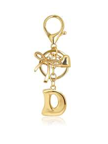 Sparkling Initial Letter Keychain With Heart And Bow Decoration, Stainless Steel Letter Key Ring For Handbags, Fashionable Alloy Keychain Ring, Bag Backpack Charm Car Key Fob, Perfect Accessory For Women's Daily Use, Couple Gift, Classic Simple Keychain, Decoration, Bag Accessory, Suitable For Friends, Family, Couples, Girlfriend, Important Gift, Holiday Souvenir - Multicolor - View 16
