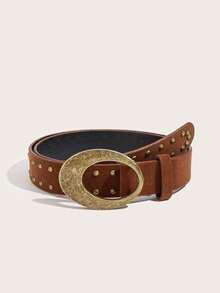 1pc Suede Brown Buckle Minimalist Fashion Versatile Decorative Belt, Suitable For Jeans, Skirts, Casual Wear, Daily Outfits - Brown - View 18