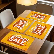 1/2/4/6/8PCS Summer Themed Placemats, 18"*12"(45*30cm), 2 Styles Happy Summer Boho Plant & Summer Bright Yellow Design, 100% Polyester Waterproof Stain Heat Resistant Machine Washable Table Mats For Home Restaurant B&B - Multicolor - View 9