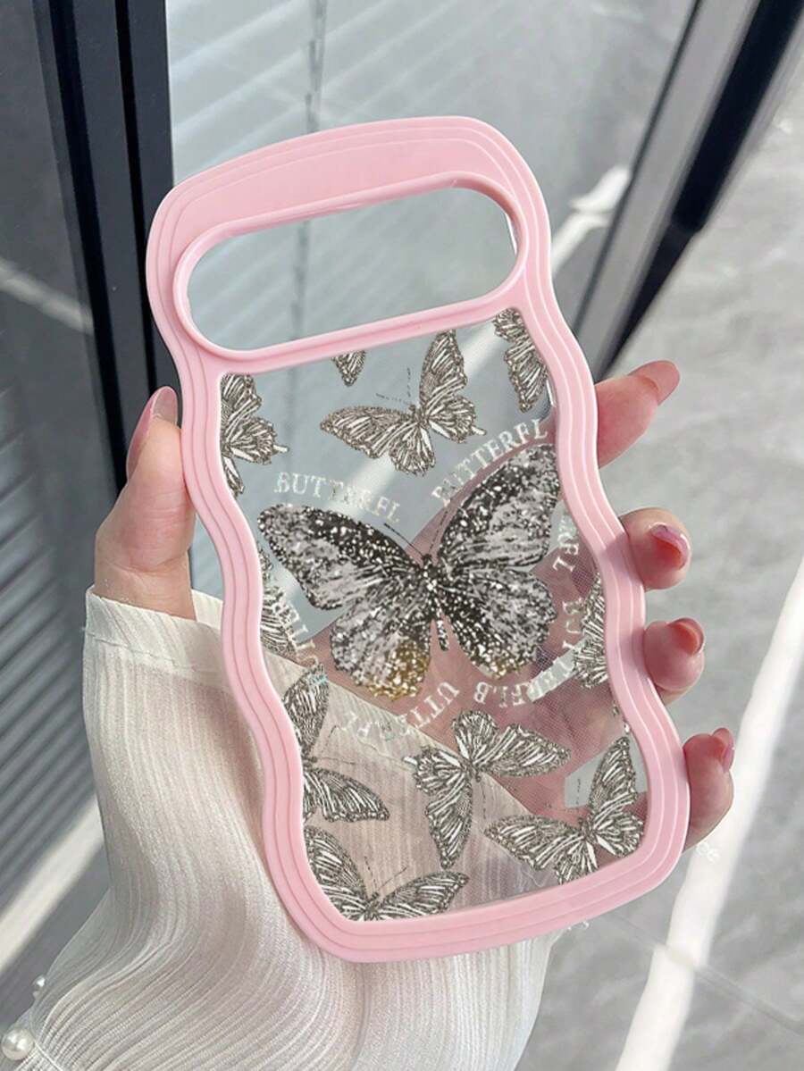 波模様の縁取りと蝶の透明スマホケース、繊細で少女らしいデザイン。GooglePixel 10 Pro、Pixel 10、Pixel 10A、Pixel 9A、Pixel 9、Pixel 9 Pro、Pixel 8、Pixel 8A、Pixel 7Aに対応。防水、防震、衝撃防止、耐摩耗設計。 - ピンク - チェックする 1