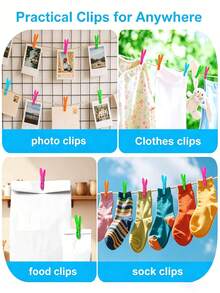 12pcs Colorful Plastic Clothespins, Colorful Plastic Laundry Clips, Heavy Duty Outdoor Clothespins, Suitable For Towels And Socks, Heavy Duty Spring Clothespins, Back To School Essentials, Non-Slip Laundry Clips, Used For Hanging Clothes, Towels, Crafts - Multicolor - View 6