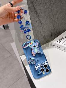 Disney Has Authorized, Phone Case - Chain Set, The Stitch Lilo & Stitch 3D Phone Case Plus A Silicone 3D Stitch Bracelet With Metallic Ring Removable Bracelet, Stitch And Angel Pattern, Compatible With Iphone17/16/15/14/13/12/11/XS/XR/X Plus Pro Max, A Stylish Cartoon Phone Case, The Perfect Gift Choice, Phone Protection, Durable Phone Cover, Great Gift For Friends And Family. - 白色 - 查看 5