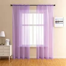 2pcs/Set - Translucent Sheer Curtains, Lightweight And Soft, Excellent Drape, Rod Pocket Design, Easy Installation/Light Filtering Sheer Curtains/Suitable For Living Room/Bedroom Curtains/Decorative Curtains, - Lilac Purple - View 16