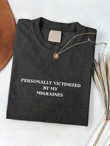 hombres y mujeresCamiseta 100% algodón, lavada y estampada para personas que padecen migrañas, camiseta de marca de moda vintage batik de alta calidad, camiseta de otoño para mujer, adecuada - Negro - Ver 1