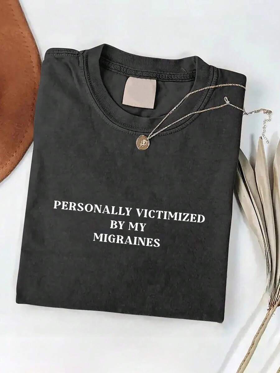 hombres y mujeresCamiseta 100% algodón, lavada y estampada para personas que padecen migrañas, camiseta de marca de moda vintage batik de alta calidad, camiseta de otoño para mujer, adecuada - Negro - Ver 1