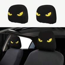 2pcs Red Eye Car Headrest Covers - Fits All Vehicles, Easy Installation - Fun Interior Decor For Male/Female Drivers & Passengers - Durable Fabric With Eye-Catching Print, Car Seat Headrest Protectors - Multicolor - View 8