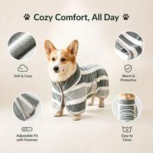 中大型犬用超吸水快乾浴袍毛巾外套，洗澡乾燥必備，無需吹風機，防止感冒 - 灰色 - 查看 4