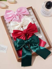 4PCS Women's Ballet Style Bow Hair Clips Satin Ribbon Long Tail Hair Clips Sweet Tassel Elegant Versatile Hair Accessories,Clips For Hair - Multicolor - View 4