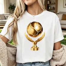 Vintage T-Shirt With  Gold Trophy Graphic - أبيض 17 - مشاهدة 1