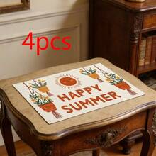 1/2/4/6/8PCS Summer Themed Placemats, 18"*12"(45*30cm), 2 Styles Happy Summer Boho Plant & Summer Bright Yellow Design, 100% Polyester Waterproof Stain Heat Resistant Machine Washable Table Mats For Home Restaurant B&B - Multicolor - View 21