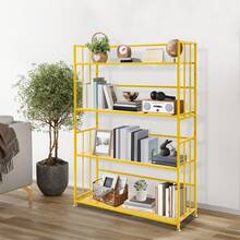 SanBouSi 4 Tier Bookshelf For Home Office, Tall Slim Bookcase With Raised Guardrails, 220LBS Heavy Duty Iron Shelf, Gold Metal Storage Rack For Living Room Study - Gold - View 7