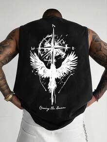 Tank Top Pria Serbaguna dengan Motif Kompas Misterius untuk Musim Panas - Hitam - View 2