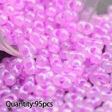 95顆 3*6mm 馬卡龍色奶油花生珠,玻璃米珠,DIY珠飾手工串珠材料組,珠飾配件 - 奶油花生珠 - 查看 16