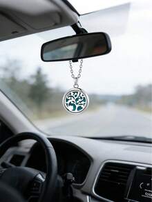 Tree Of Life Aromatherapy Car Fragrance Pendant, Essential Oil Diffuser Car Rearview Mirror Hanging Ornament, Stainless Steel Openable Pendant With 10pcs Replacement Felt Pads, Home Decor Fragrance Diffuser Necklace - A - View 5