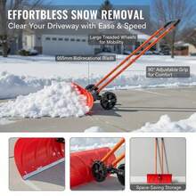 [Free Shipping] Snow Pusher Shovel With Wheels, 37.8 In Wheeled Snowplow Shovel With Bi-Directional Angled Blade & 90° Adjustable Handle, Durable Plastic Winter Shovels, Portable Snow Removal Tool For Driveway-XY111996 - Default0 - View 6