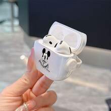 Disney Mickey Mouse "Do What Makes You Happy" Inspirational AirPods Case Cute Transparent Shockproof Shell With Rotating Bracket Compatible With AirPods 1/2/3/4 And Pro/Pro 2 Nd Generation Suitable For New AirPods Pro 3 Stocking Stuffers The Girlfriend. - Transparent - View 3