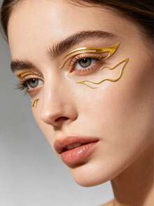 2pcs 3D Gold Eyeliner Sticker Face Sticker Body Makeup Music Festival Party Eye Makeup Decoration - Gold - View 4
