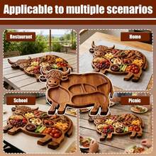 Highland Cow Wooden Charcuterie Board – Perfect For Parties & Kid-Friendly Snack Trays, Fun Finger Foods, Nut-Free Options – Ideal Gift For Birthdays, Festivals, Christmas, Halloween - View 3