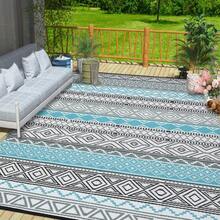 BouPower Outdoor Rug,Waterproof Reversible Mat For Patio Camping RV Plastic Straw Rug Outside Indoor Outdoor Area Rug Boho Print Rug For Backyard, Deck,Picnic,Porch - Four Colors - Blue/grey/black/white - View 6