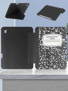 1件白色筆記本平板保護殼，相容 iPad Mini4/Mini5/Mini6/Air/Air2/9.7/10.2/10.5/Air4/Air5/10.9/Pro 11"/10th Gen/Air 11-In.(M2)-2024，不含筆，內建筆槽，三折支架，右側筆槽多折，磁吸休眠/喚醒，翻蓋平板保護殼 - 彩色 - 查看 4