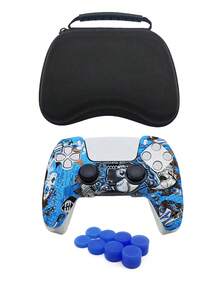 Compatible With PlayStation 5, 1pc Controller Protective Case + 8pcs Thumb Grip Caps + 1pc Storage Bag Set, Anti-Drop Anti-Slip Anti-Scratch Anti-Sweat Enhanced Gaming Operation Feel And Experience, Convenient For Carrying And Storing Accessories - Protective Case + Joystick Cap + Storage Bag Set - View 13
