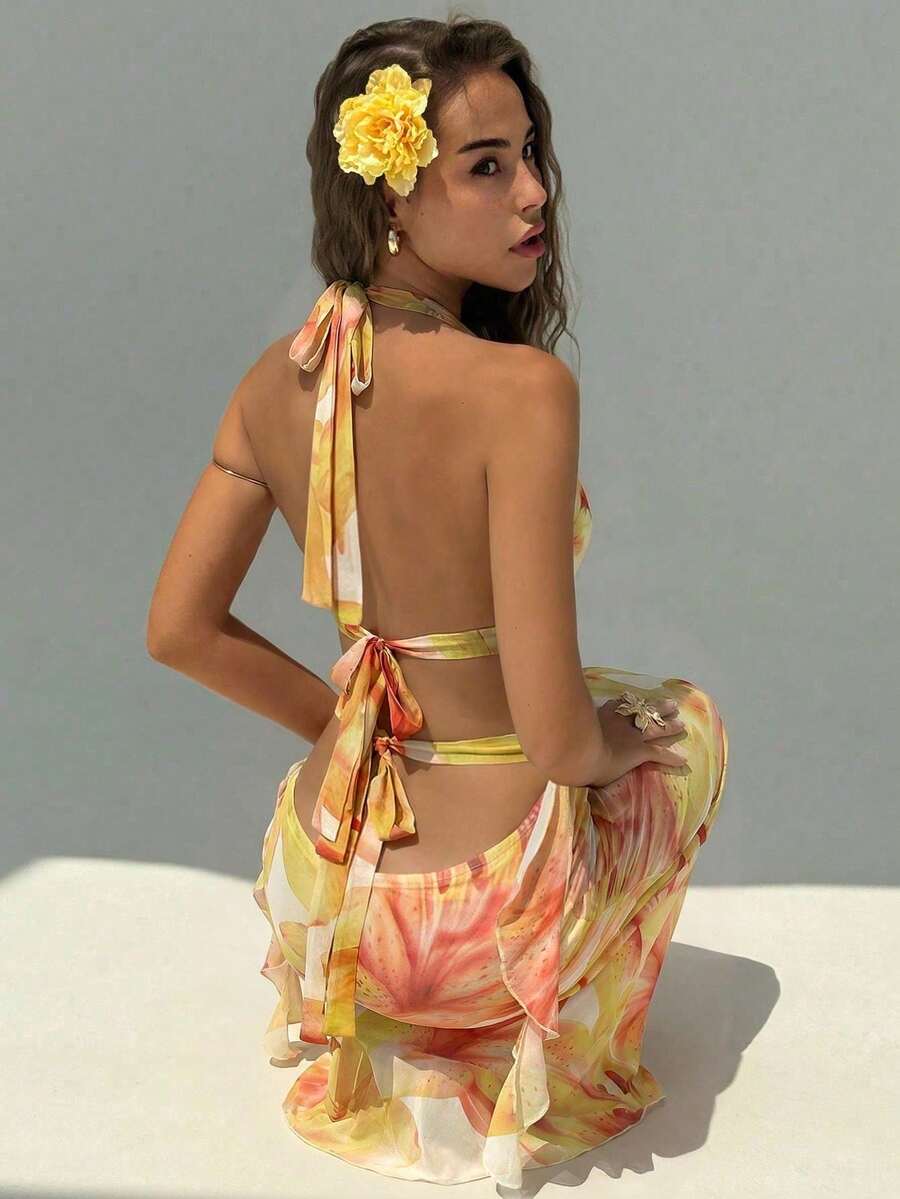 Backless, Fitted Holiday Dress With A Cut-Out Crossover Design, Perfect For Showing Off In Summer - Black - View 1