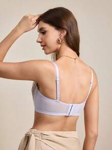 Hourtrue Pakaian Dalam Wanita Elegan Bordir Berkawat Seksi Tanpa Lapisan Jala & Renda Ungu Korset Minimizer Bra Panjang Pakaian Dalam Pengantin Pernikahan - Purple - View 2