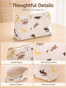 1 buah Tempat Pensil Corduroy Motif Dinosaurus, Ukuran S/M/L, Kantong Pena Resleting Multi-Ukuran, Organizer Alat Tulis Segitiga Estetik, Tas Kosmetik Multifungsi Kapasitas Besar, Kantong Penyimpanan Lembut dan Tahan Lama untuk Siswa Perempuan dan Remaja, Perlengkapan Penting untuk Kembali ke Sekolah & Musim Wisuda, Penggunaan Sehari-hari & Perjalanan - Gaya dinosaurus - View 7