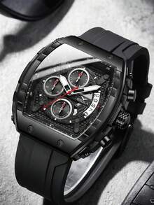 ONOLA Brand Men's High-Quality Fashion Sports Watch, Luminous Dial Quartz Multifunction Chronograph Wristwatch - Black - View 4