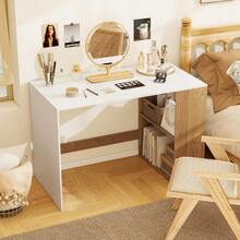 44 Inch Wooden Computer Desk With Bookshelf For Small Space-White And Natural-XY688239 - FXCACEWEU9NX71 - View 2
