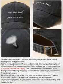 1pc Men's & Women's Spring/Summer/All-Season Sun Protection Black & Multi-Color "My Dog Said" Print Outdoor Casual Fashion Adjustable Size Washed Baseball Cap Dad Hat, Versatile Minimalist Style For Daily Wear, Fishing, Gift - A - View 5