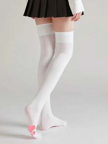 1 Pair Black/White Cute Cartoon Cat Paw Pad Over-The-Knee Socks - Multicolor - View 6