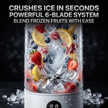Portable Blender & Juicer With Ice Crusher – Extra Large Capacity, Long-Lasting USB Rechargeable Battery, 16 Blades For Smoothies & Juice–Quiet Ice Crushing–Perfect For, Labor Day, Thanksgiving, Christmas – Includes Free Mixing Lid, Great Gift Idea - White - View 3