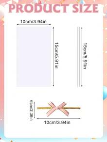 100入透明平底玻璃紙糖果袋附棒子與蝴蝶結扭扭紮線，適用於棉花糖、馬卡龍棒棒糖、糖果、蛋糕棒棒糖包裝 - Clear - 查看 4