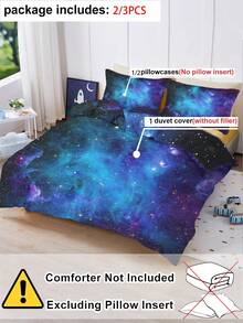 2/3件組銀河星雲床上用品套組，紫色與藍色星空被套組含枕套，外太空宇宙被套，成人臥室裝飾（不含被芯）200x200cm - 彩色 - 查看 6