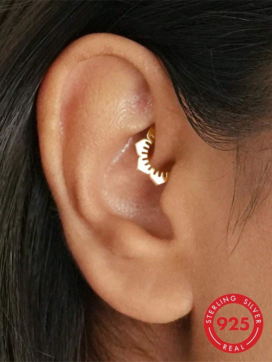 1pc S925 Sterling Silver Zirconia Ear Cuff Earring & Nose Ring, Fashion Jewelry For Women