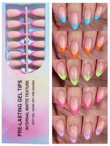 160 Stück mittlere Mandelform French Gel Kunstnägel, matte French Kunstnägel, weiche Gel Kunstnägel, diese Kunstnägel sind in 16 Größen erhältlich, geeignet für Nagelkunst DIY, geeignet für Frauen und Nagelstudios. Press-On Kunstnägel, Nagelkunst Zubehör, Nägel - Verschiedenfarbig - Übersicht 2