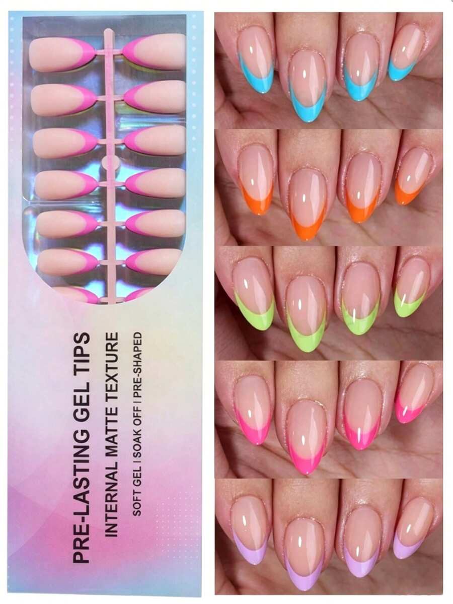 160 Stück mittlere Mandelform French Gel Kunstnägel, matte French Kunstnägel, weiche Gel Kunstnägel, diese Kunstnägel sind in 16 Größen erhältlich, geeignet für Nagelkunst DIY, geeignet für Frauen und Nagelstudios. Press-On Kunstnägel, Nagelkunst Zubehör, Nägel