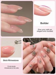 1 buah 30ml Kutek Gel Perekat Multifungsi Keras, 5-in-1 dengan Lapisan Atas, Penguat, Penguat Bubuk, dan Perekat Rhinestone - Desain Tanpa Lap - Clear - View 8