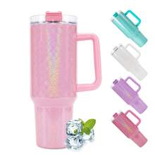 AGH 20Pcs 40oz Sublimation 304 Stainless Steel Tumbler With Shimmer Glitter Mix 5 Colors, 40oz Insulated Tumbler Blanks Coffee Mug For Travel Sports And Outdoor Activities - Mix 5 colors shimmer - 查看 2
