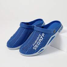 Men's Dual-Purpose Slippers, Anti Slip And Cool Slippers, Summer Beach Outdoor Perforated Shoes - Breathable,Casual Cool Slippers - 藏蓝色 - 查看 2