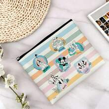 Disney Classic Characters Lovely Canvas Pouch, Gentle Pastel Rainbow Tone For Daily Makeup & Personal Items - 10 X 8.1 Inches - View 3
