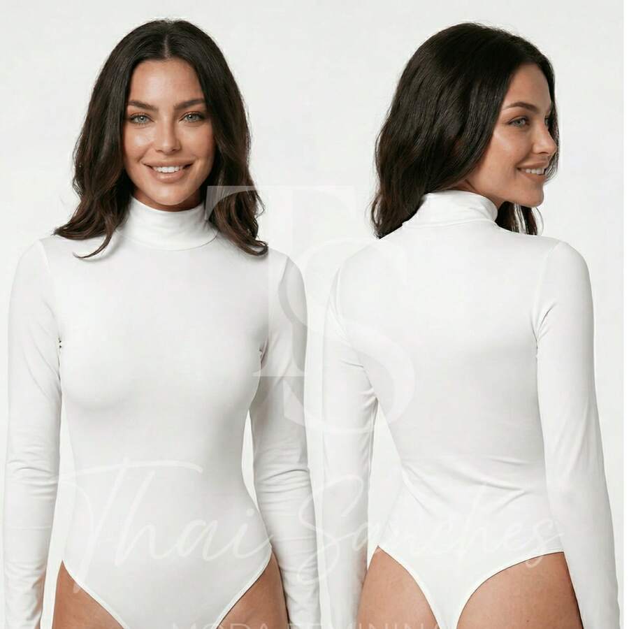CACHARREL Suplex Bodysuit Second Skin Long Sleeve High Neck - 白色的 - 查看 1