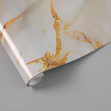 1 Roll Gold Marble Contact Paper, Marble Pattern Wallpaper, Kitchen Countertop Self-Adhesive Peel And Stick Wallpaper Cabinets Furniture, Kitchen Waterproof Contact Paper Decorative Wallpaper, PVC Oil-Proof Sticker, Home Decor, Kitchen Decor - Golden Marble - View 8