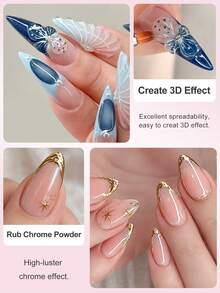 1 buah 30ml Kutek Gel Perekat Multifungsi Keras, 5-in-1 dengan Lapisan Atas, Penguat, Penguat Bubuk, dan Perekat Rhinestone - Desain Tanpa Lap - Clear - View 6