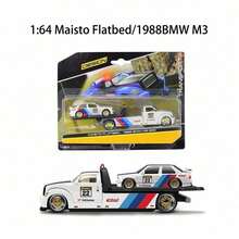 Maisto BMW 1:64 Alloy Metal Transport Truck And Trailer Set | Mini Realistic Transport Vehicle Model With Ramp | Collectible Car Model Desktop Decoration Boyfriend Gift - Multicolor - View 8