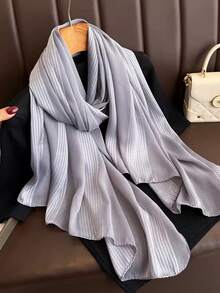 1pc Solid Color Shiny Silk Geometric Pattern Breathable Sun Protection Shawl Scarf - Multicolor - View 6