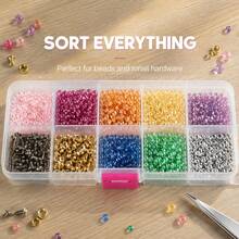4pcs/Set 10-Compartment Removable Storage Box, Perfect For Beading, Seed Beads DIY Sorting, Jewelry, Earrings, Rings, Hardware Accessories And Small Items, Pink Secure Snap Closure, Detachable Organizer Box - A - View 3