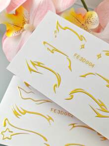 2pcs 3D Gold Eyeliner Sticker Face Sticker Body Makeup Music Festival Party Eye Makeup Decoration - Gold - View 6
