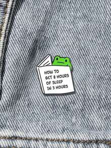 "How To Get 8 Hours Of Sleep In 3 Hours" Frog Enamel Pin, Funny Sleep Deprived Brooch - Multicolor - View 3
